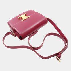 Celine Red Teen Shiny Calfskin Triomphe Crossbody