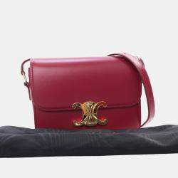 Celine Red Teen Shiny Calfskin Triomphe Crossbody