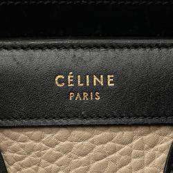 Pre Owned Celine Beige Black Nano Tricolor Nubuck and Calfskin Luggage Tote