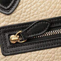 Pre Owned Celine Beige Black Nano Tricolor Nubuck and Calfskin Luggage Tote