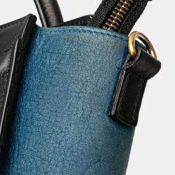 Pre Owned Celine Beige Black Nano Tricolor Nubuck and Calfskin Luggage Tote