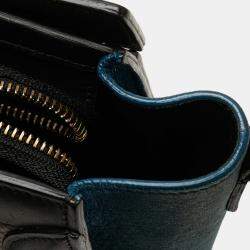 Pre Owned Celine Beige Black Nano Tricolor Nubuck and Calfskin Luggage Tote