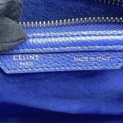 Pre Owned Celine Luggage Micro Blue Leather Tote Bag