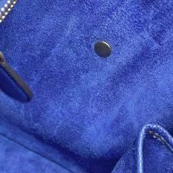 Pre Owned Celine Luggage Micro Blue Leather Tote Bag