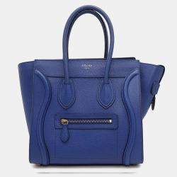 Celine Luggage Shopper Blue Leather Size Micro