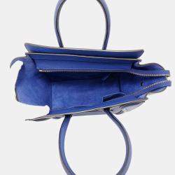 Pre Owned Celine Luggage Micro Blue Leather Tote Bag