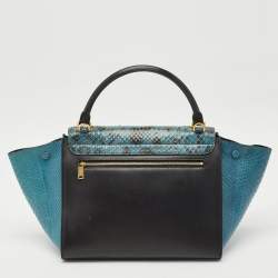 Celine Blue/Black Python and Leather Medium Trapeze Bag