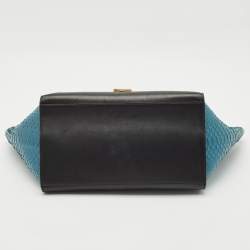 Celine Blue/Black Python and Leather Medium Trapeze Bag