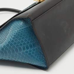 Celine Blue/Black Python and Leather Medium Trapeze Bag
