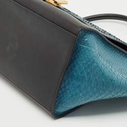 Celine Blue/Black Python and Leather Medium Trapeze Bag