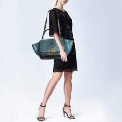 Celine Blue/Black Python and Leather Medium Trapeze Bag