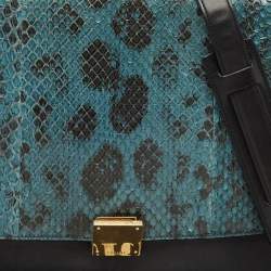 Celine Blue/Black Python and Leather Medium Trapeze Bag