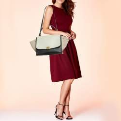 Celine Tri Color Leather and Canvas Medium Trapeze Bag