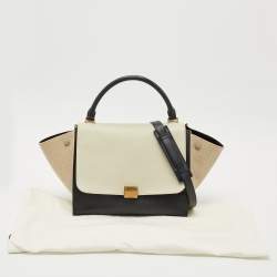 Celine Tri Color Leather and Canvas Medium Trapeze Bag