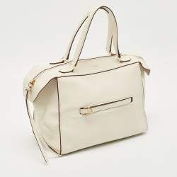 Pre Owned Celine White Leather Small Ring Satchel