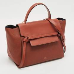 Pre Owned Celine Brown Leather Mini Belt Top Handle Bag
