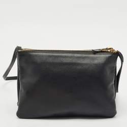 Pre Owned Céline Black Leather Large Trio Crossbody Bag