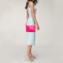 Pre Owned Celine Fuchsia Leather Small Trio Crossbody Bag