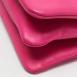 Pre Owned Celine Fuchsia Leather Small Trio Crossbody Bag