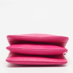 Pre Owned Celine Fuchsia Leather Small Trio Crossbody Bag