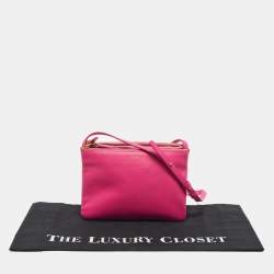Pre Owned Celine Fuchsia Leather Small Trio Crossbody Bag
