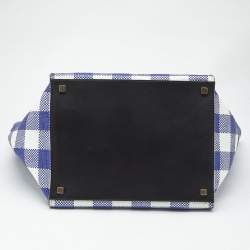 Pre Owned Celine Purple/White Gingham Woven Straw Medium Phantom Luggage Tote