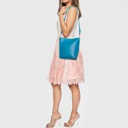 Pre Owned Celine Blue Leather Small Seau Sangle Bucket Bag