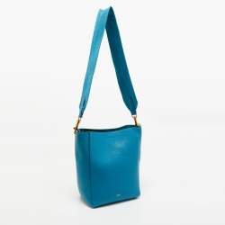 Pre Owned Celine Blue Leather Small Seau Sangle Bucket Bag