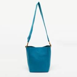 Pre Owned Celine Blue Leather Small Seau Sangle Bucket Bag