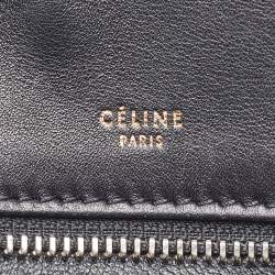 Pre Owned Celine Black/Orange Calf Hair and Leather Medium Edge Top Handle Bag
