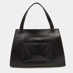 Pre Owned Celine Black/Orange Calf Hair and Leather Medium Edge Top Handle Bag