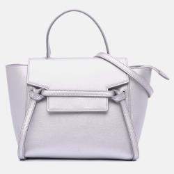 Pre Owned Celine Grey Nano Laminated Calfskin Belt Bag