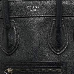 Pre Owned Celine Black Leather Nano Luggage Tote