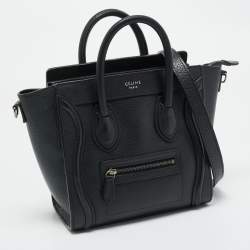 Pre Owned Celine Black Leather Nano Luggage Tote