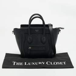 Pre Owned Celine Black Leather Nano Luggage Tote