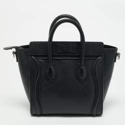 Pre Owned Celine Black Leather Nano Luggage Tote
