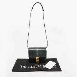 Pre Owned Celine Black Stingray and Leather Small Classic Box Flap Bag