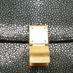 Pre Owned Celine Black Stingray and Leather Small Classic Box Flap Bag