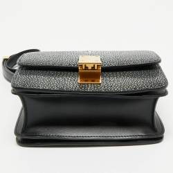 Pre Owned Celine Black Stingray and Leather Small Classic Box Flap Bag