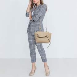 Pre Owned حقيبة سيليين ميكرو بحزام جلدية باللون البيج