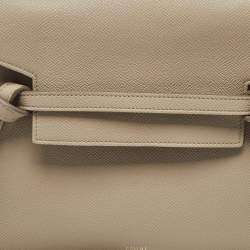 Pre Owned حقيبة سيليين ميكرو بحزام جلدية باللون البيج