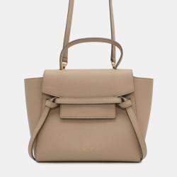 Pre Owned Celine Belt Bag Nano Beige Leather Top Handle Bag