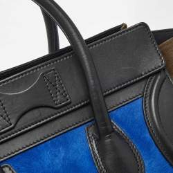 Pre Owned Celine Tricolor Calf Hair and Leather Mini Luggage Tote