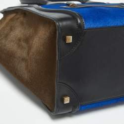 Pre Owned Celine Tricolor Calf Hair and Leather Mini Luggage Tote