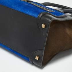 Pre Owned Celine Tricolor Calf Hair and Leather Mini Luggage Tote