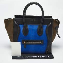 Pre Owned Celine Tricolor Calf Hair and Leather Mini Luggage Tote