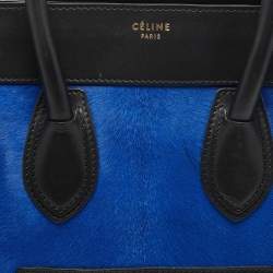 Pre Owned Celine Tricolor Calf Hair and Leather Mini Luggage Tote