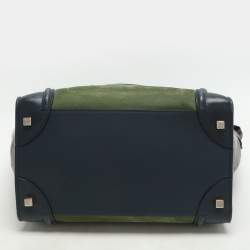 Pre Owned Celine Tri Color Leather and Suede Mini Luggage Tote