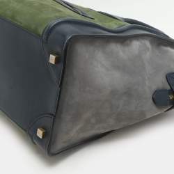 Pre Owned Celine Tri Color Leather and Suede Mini Luggage Tote