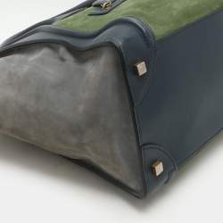 Pre Owned Celine Tri Color Leather and Suede Mini Luggage Tote